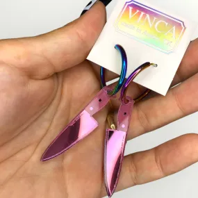 Rainbow Hoop Earrings with Knives