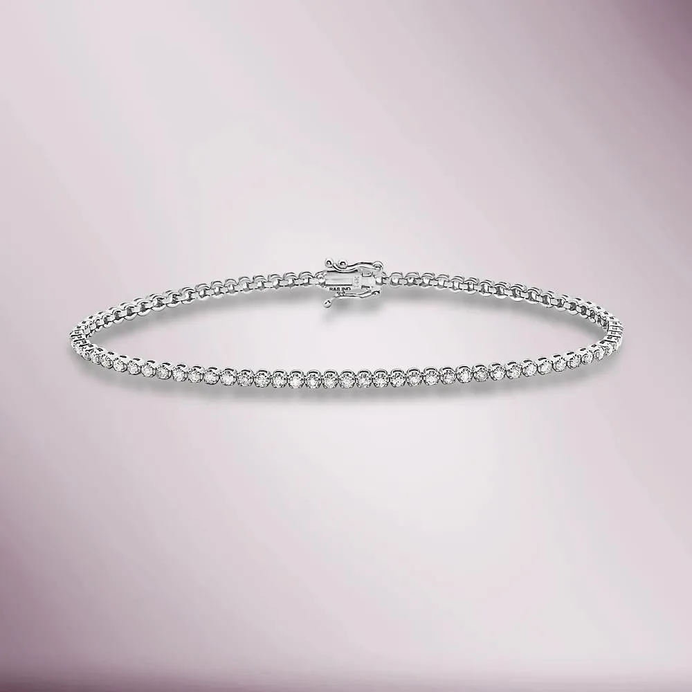 Ready to Ship Diamond Tennis Bracelet (3.00 ct.) 3.60 mm Buttercup Setting in 14K Gold