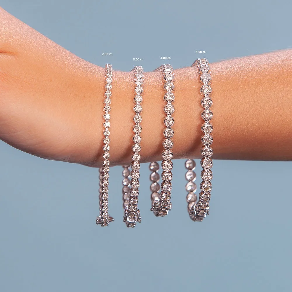 Ready to Ship Diamond Tennis Bracelet (3.00 ct.) 3.60 mm Buttercup Setting in 14K Gold
