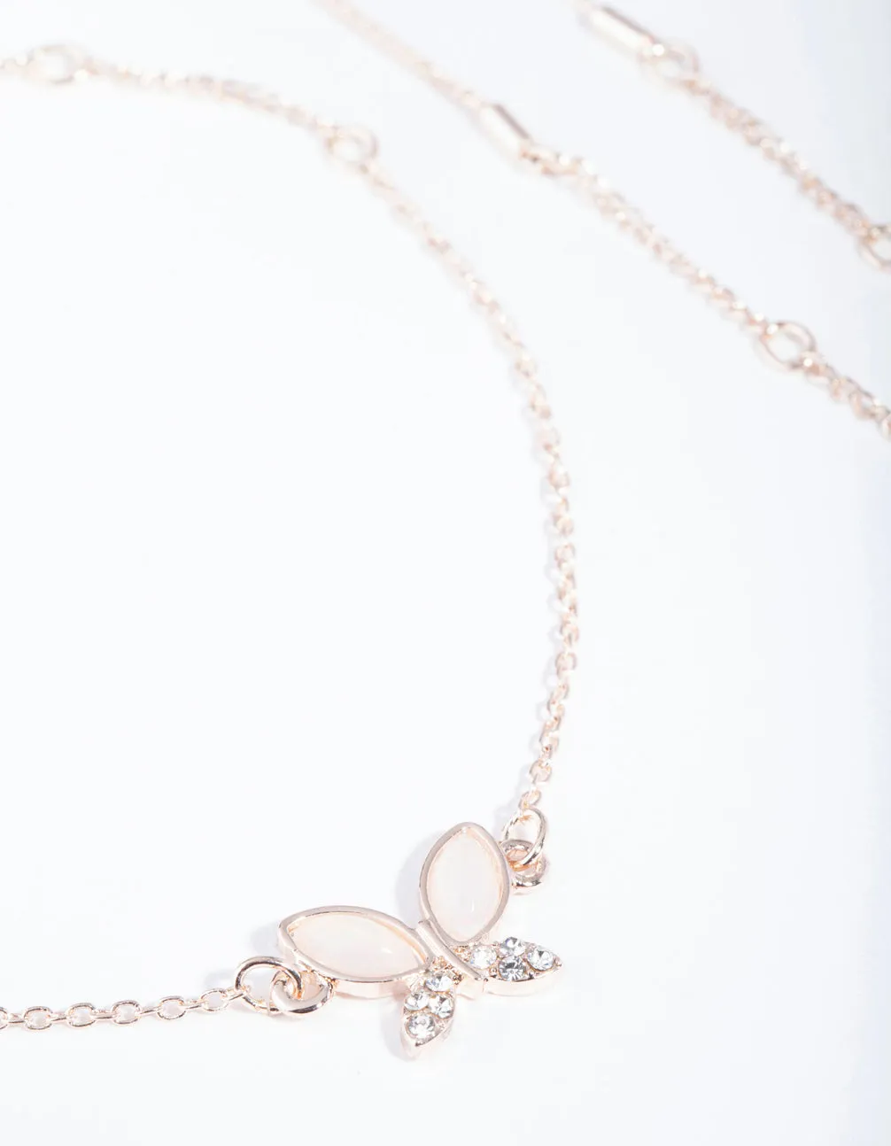 Rose Gold Butterfly Anklet & Bracelet 4 4-Pack Set