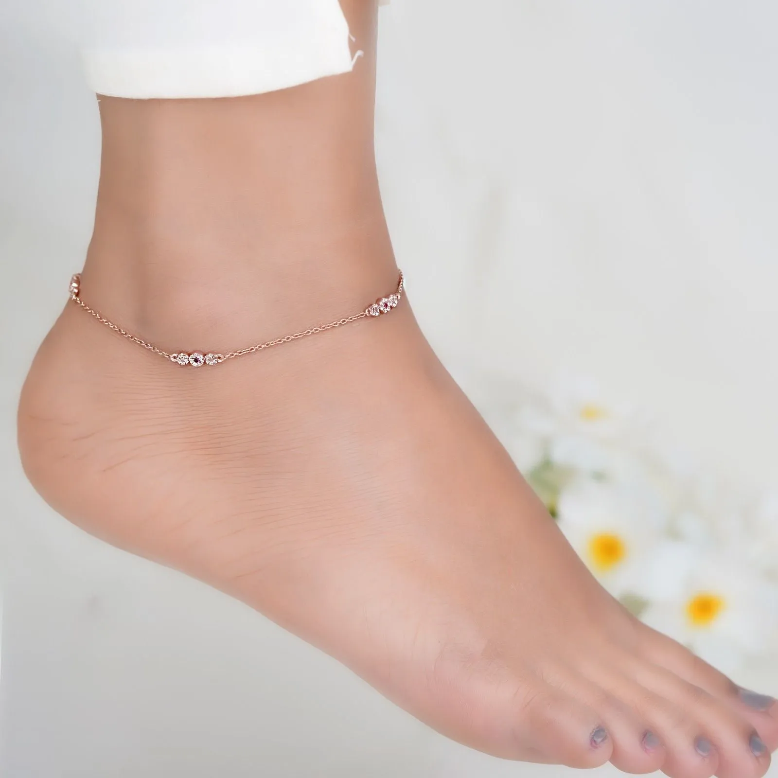 Rose Gold Cluster Charms Anklet