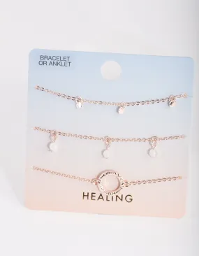 Rose Gold Jingly Crater Bracelet Anklet 3 Pack