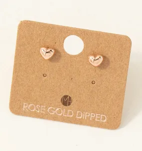 ROSE GOLD MINI HEART EAR STUD EARRINGS