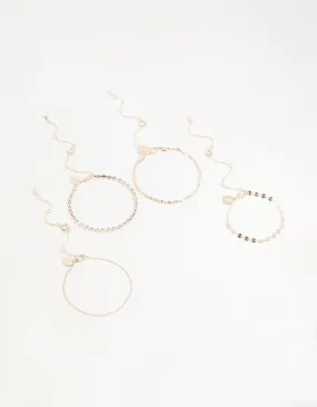 Rose Gold Mixed Chain Bracelets & Anklets 4-Pack