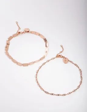 Rose Gold Rectangle & Chain Anklet