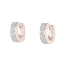 Rose Gold Small Wide Glitter Huggie Hoop Earrings