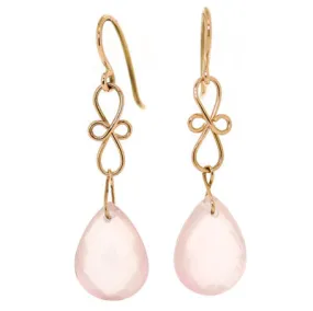 Rose Quartz Briolette & Rose Gold Earrings