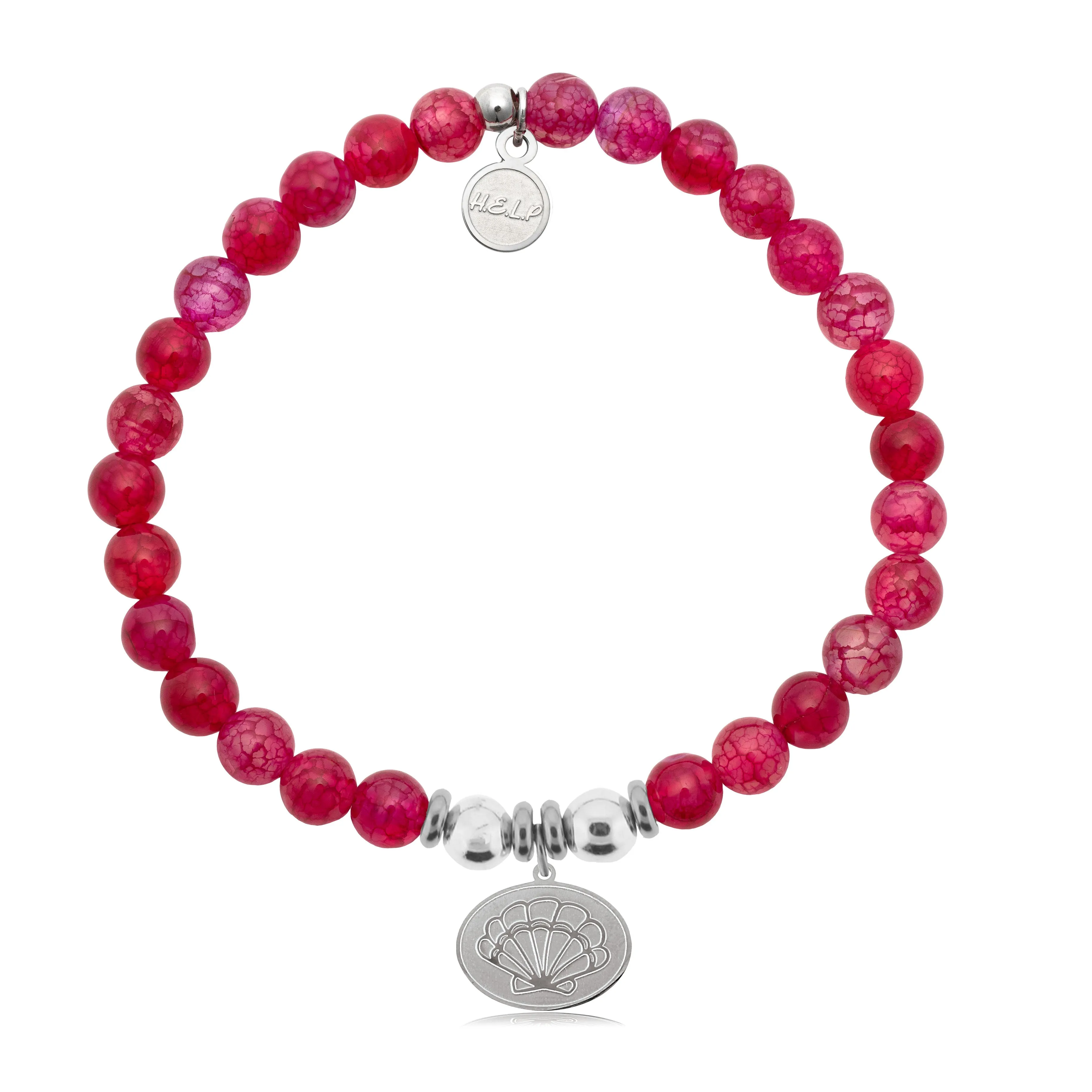 Seashell Charm with Red Fire Agate Charity Bracelet