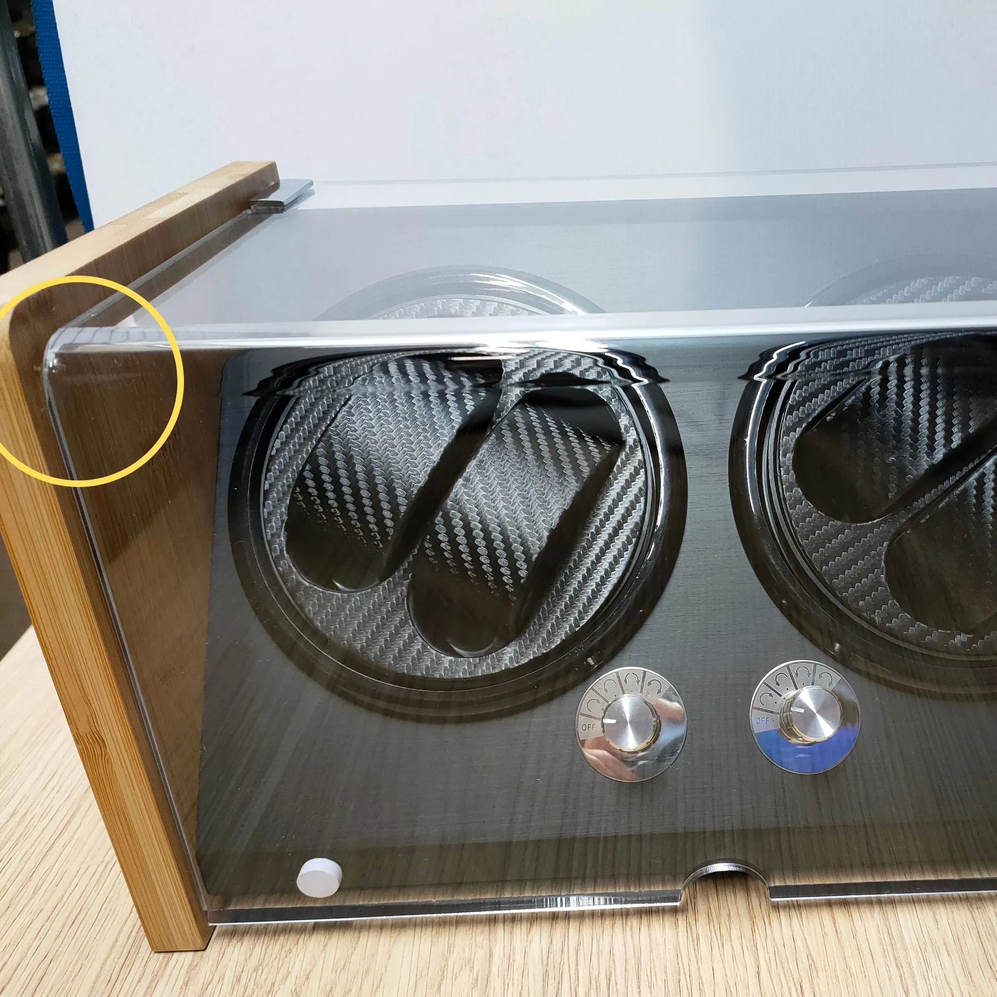 Seconds - BLAQ Bamboo/Black Watch Winder Box for 4 Watches (b)