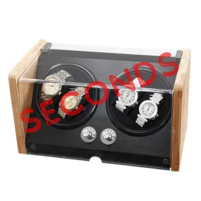 Seconds - BLAQ Bamboo/Black Watch Winder Box for 4 Watches (c)