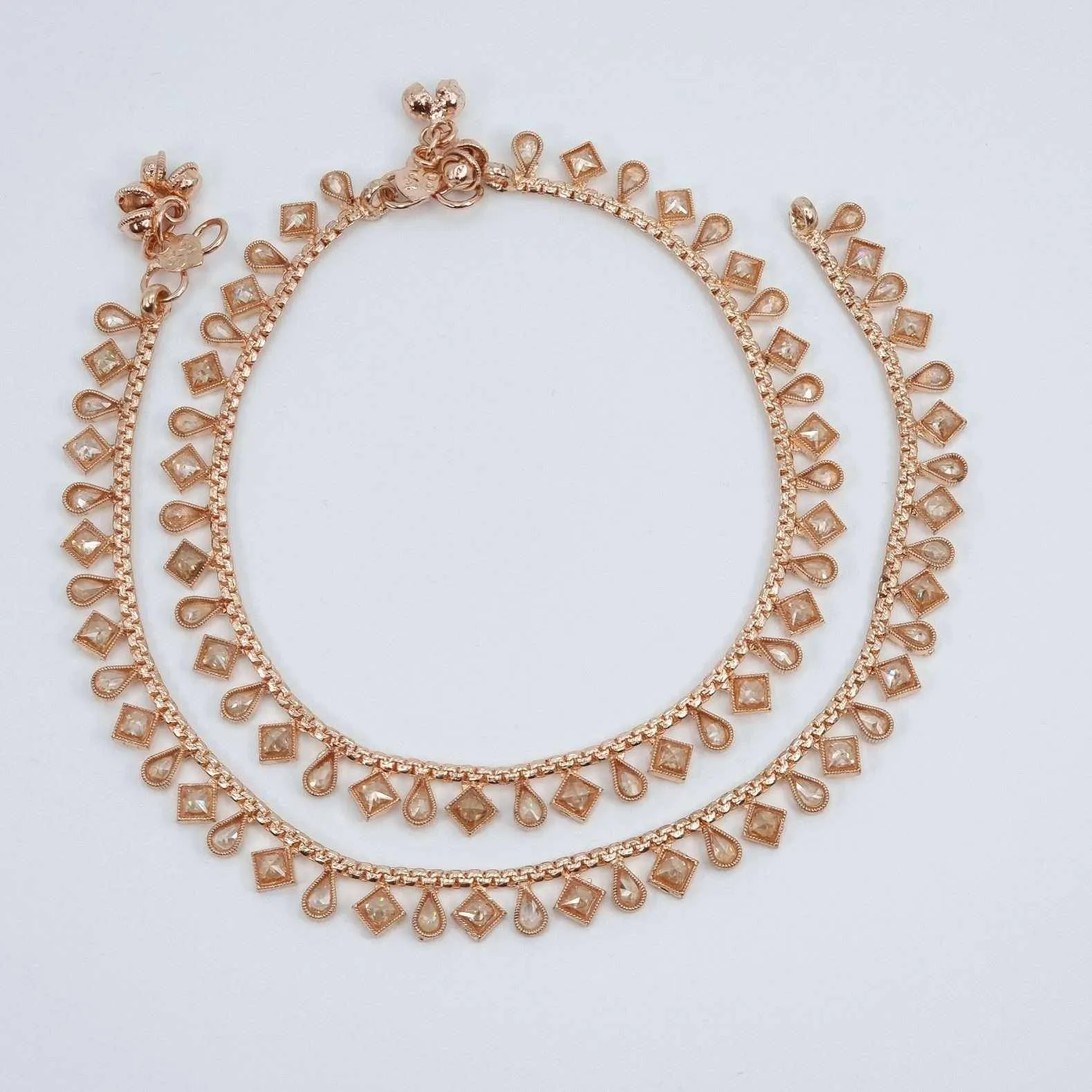 Shiza Rose Gold Polki Anklet/Jhanjar