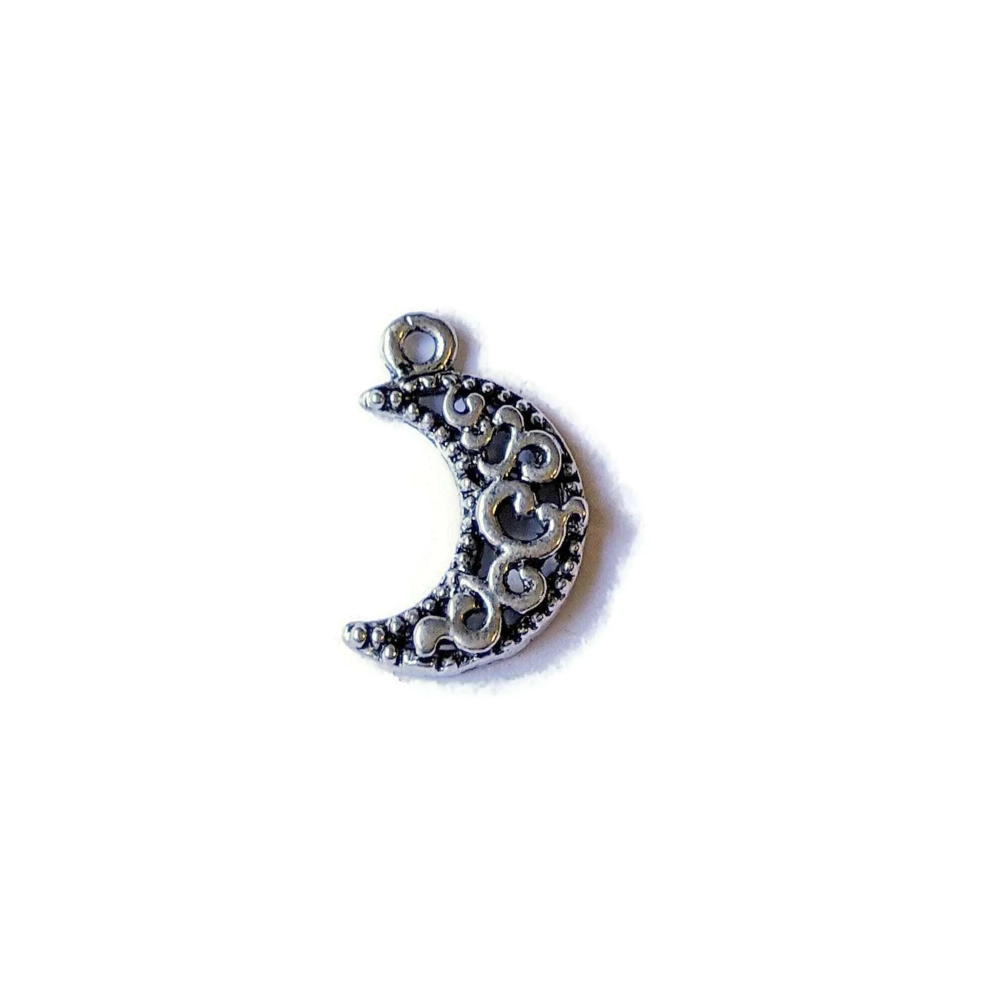 Silver Filigree Crescent Moon Charm