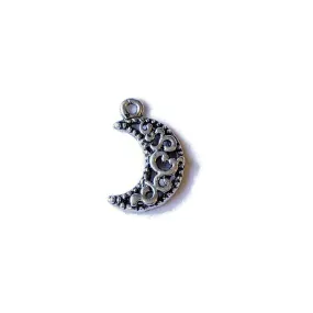 Silver Filigree Crescent Moon Charm
