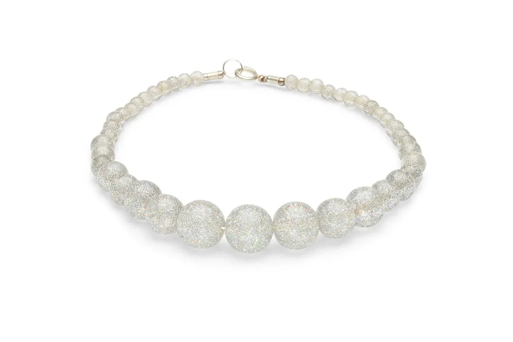 Silver Glitter Bead Necklace