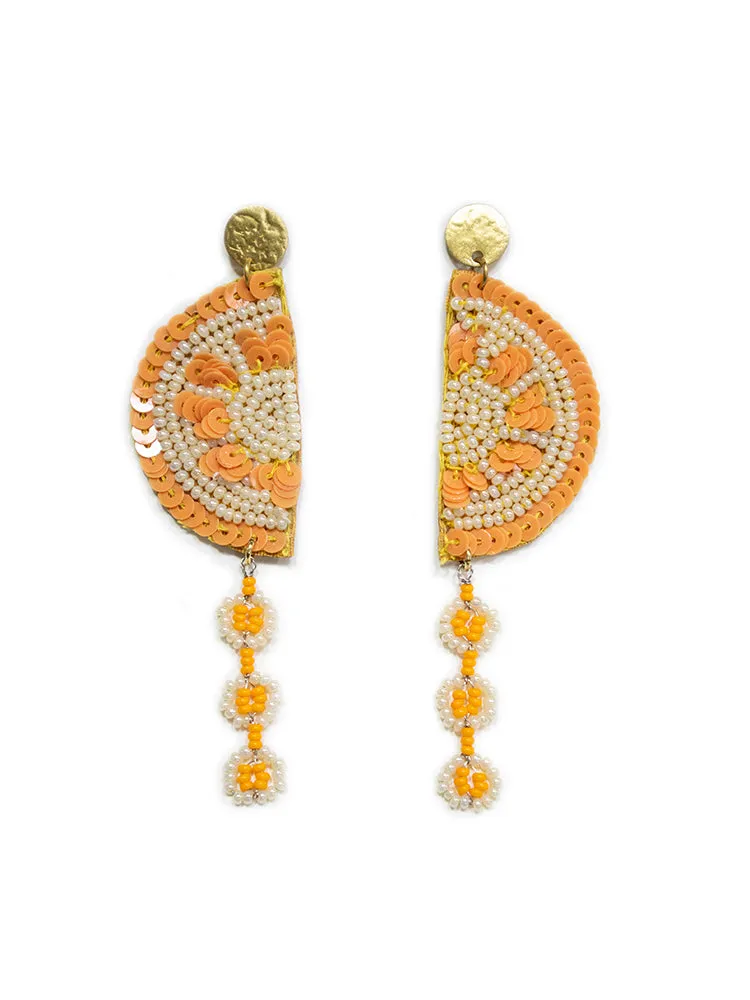Slice Dangle Earrings - Orange