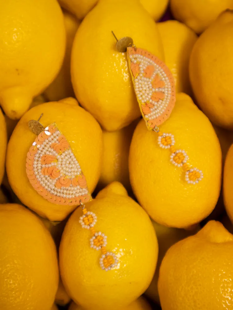 Slice Dangle Earrings - Orange