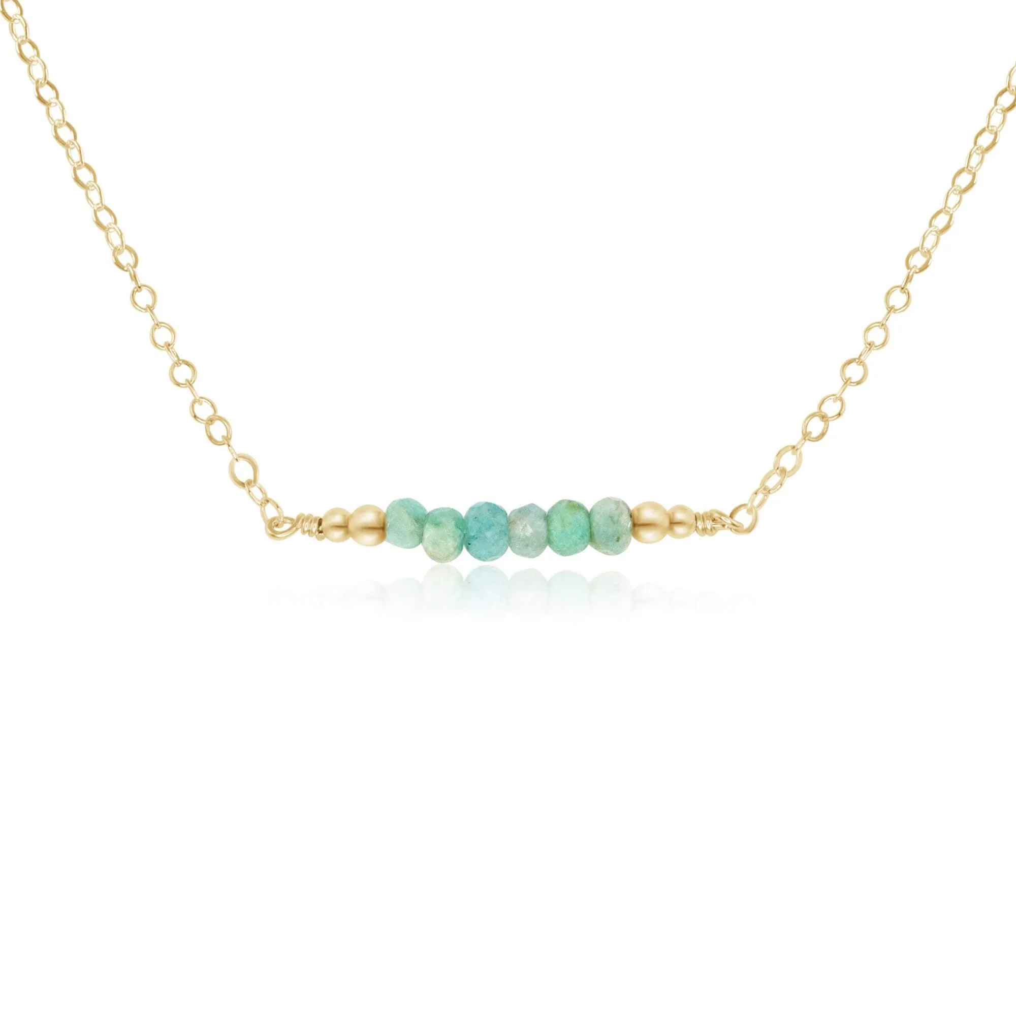 Sparkling Green Amazonite Faceted Bead Bar Necklace