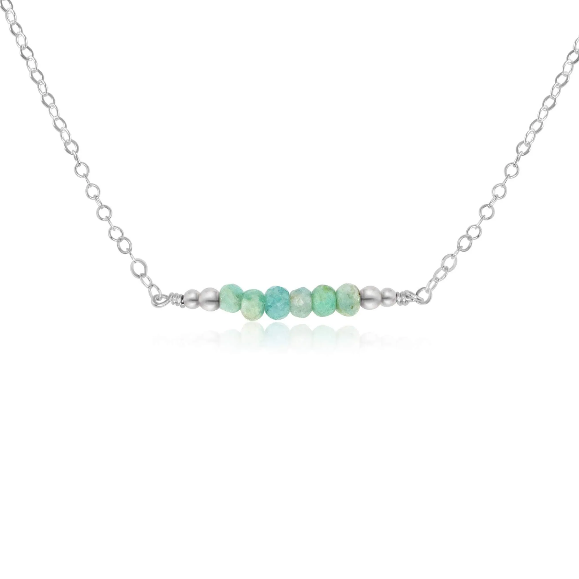 Sparkling Green Amazonite Faceted Bead Bar Necklace