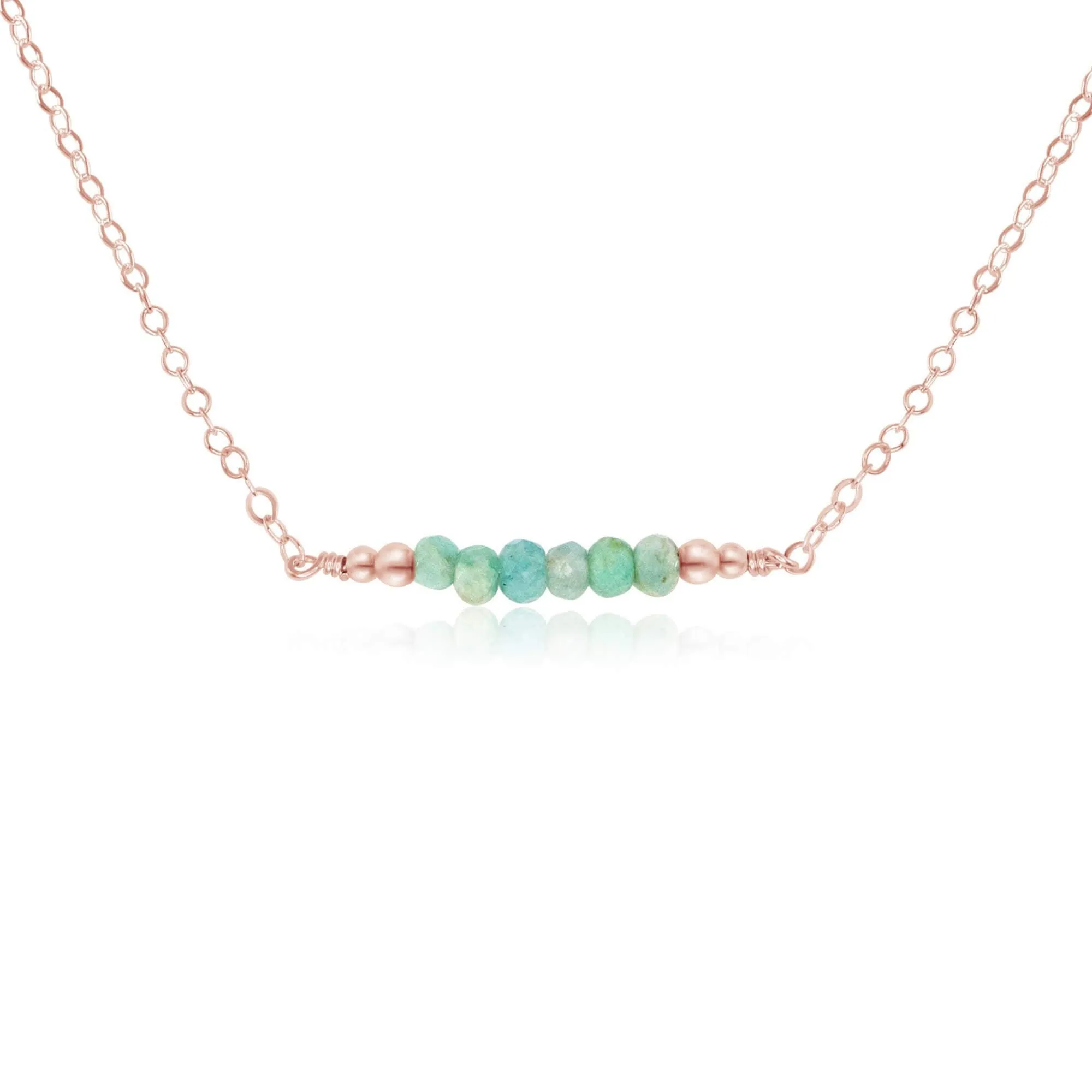Sparkling Green Amazonite Faceted Bead Bar Necklace
