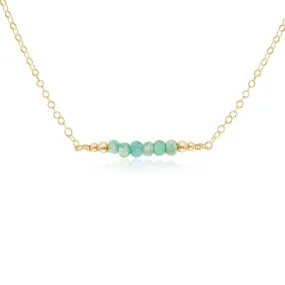 Sparkling Green Amazonite Faceted Bead Bar Necklace