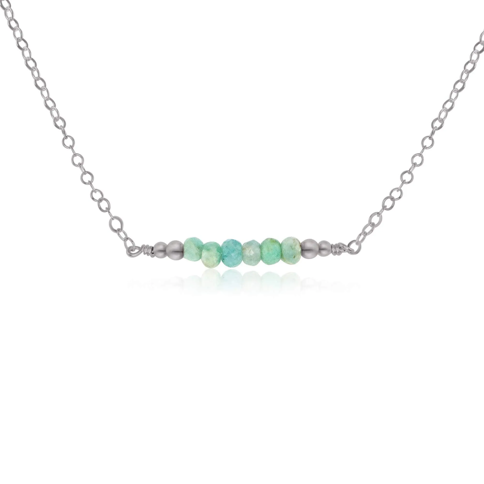 Sparkling Green Amazonite Faceted Bead Bar Necklace