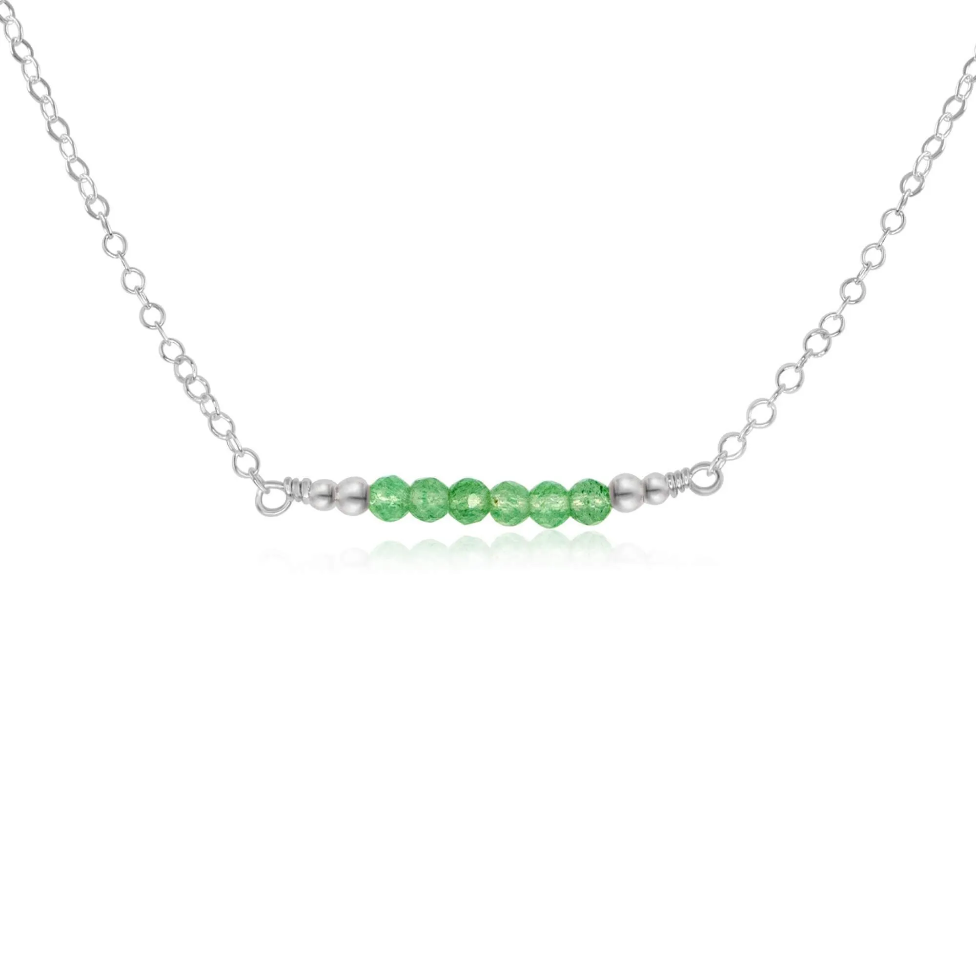 Sparkling Green Aventurine Faceted Bead Bar Necklace