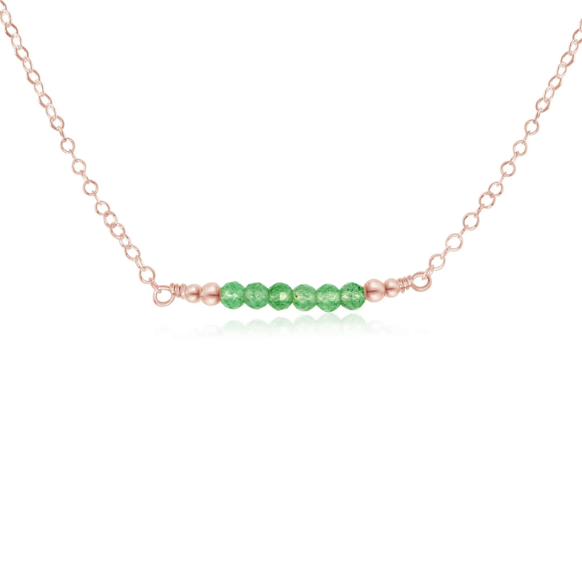 Sparkling Green Aventurine Faceted Bead Bar Necklace