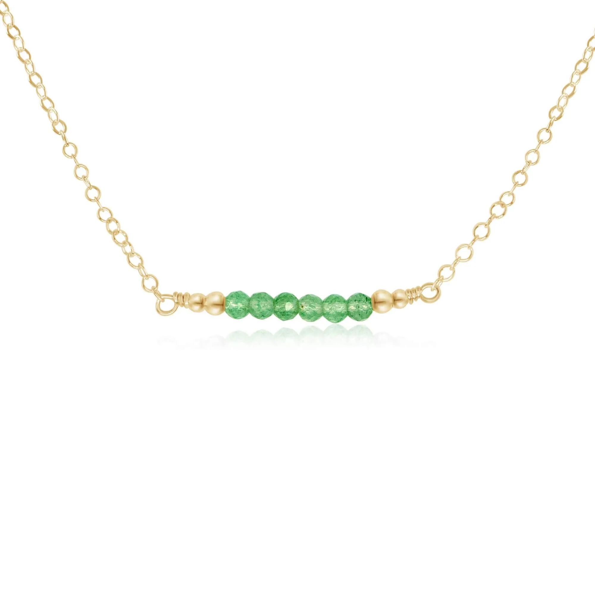 Sparkling Green Aventurine Faceted Bead Bar Necklace