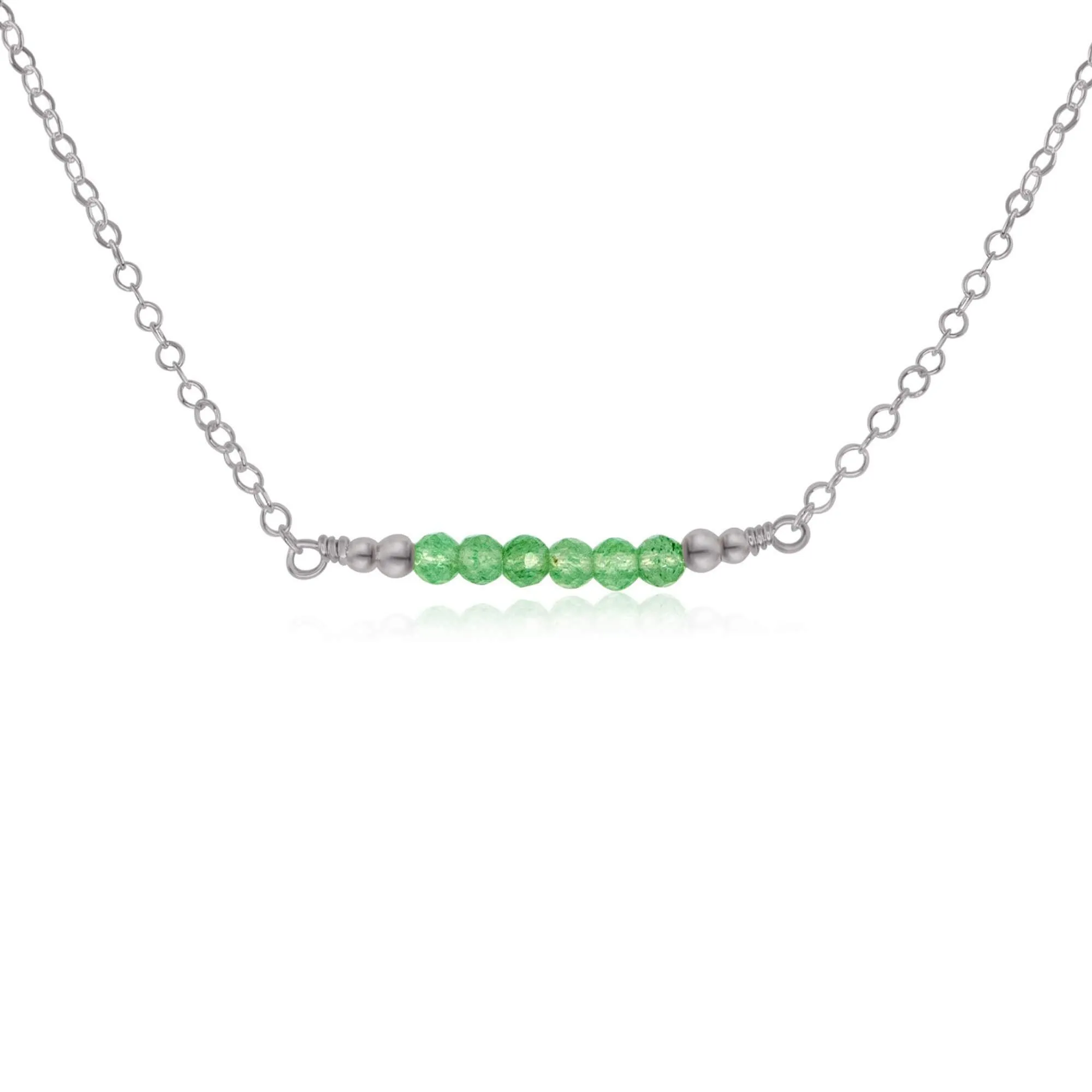 Sparkling Green Aventurine Faceted Bead Bar Necklace
