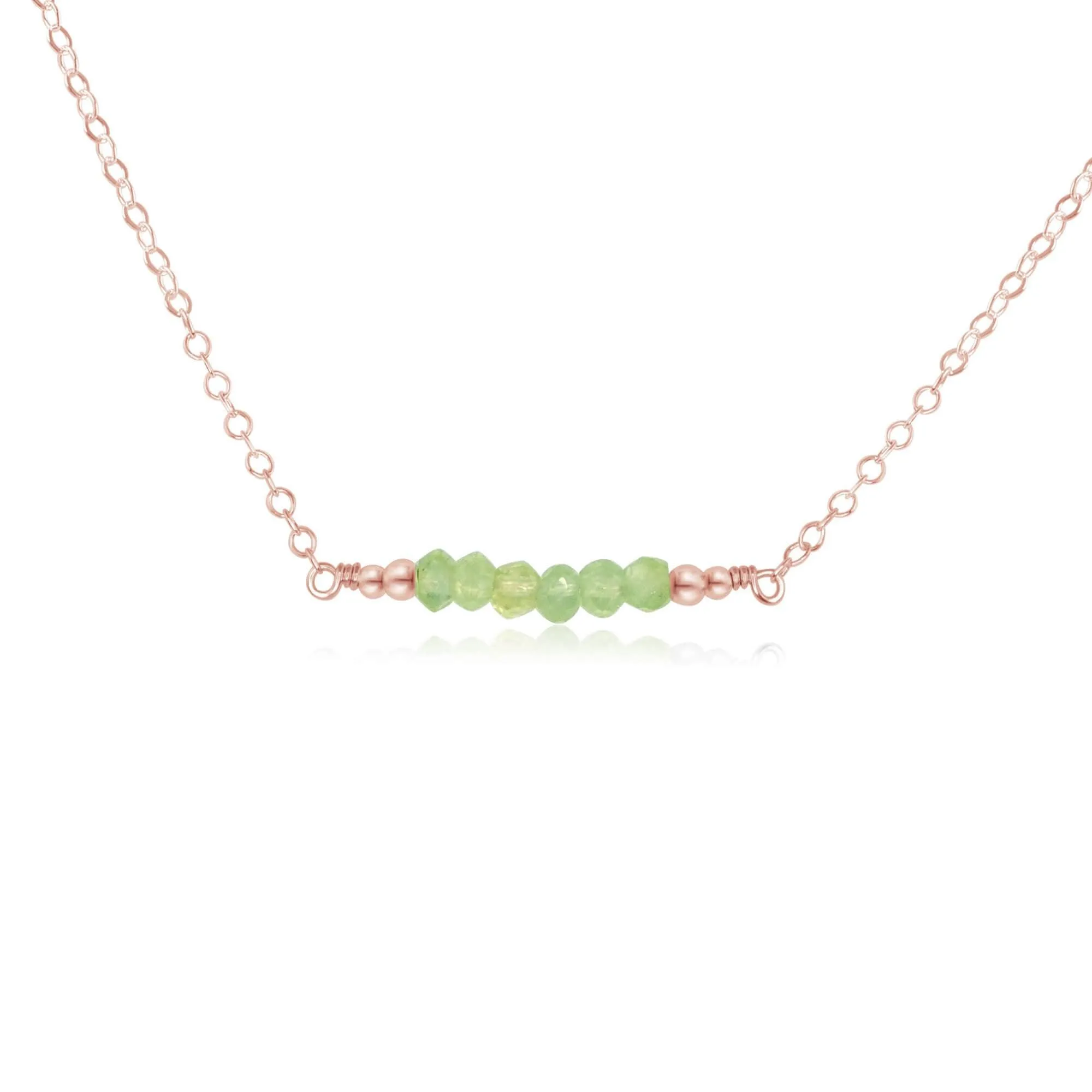 Sparkling Green Prehnite Faceted Bead Bar Necklace