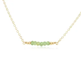 Sparkling Green Prehnite Faceted Bead Bar Necklace