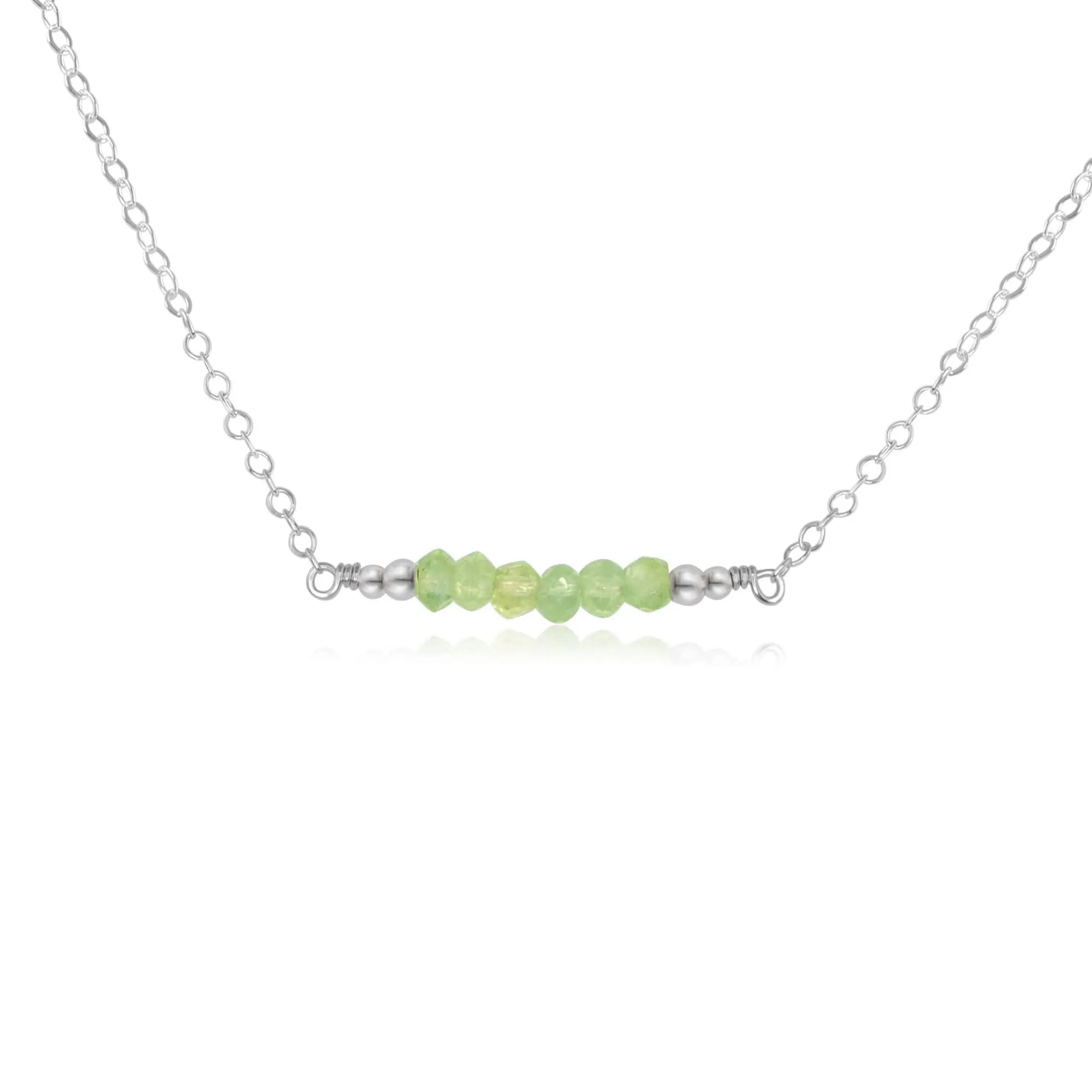 Sparkling Green Prehnite Faceted Bead Bar Necklace