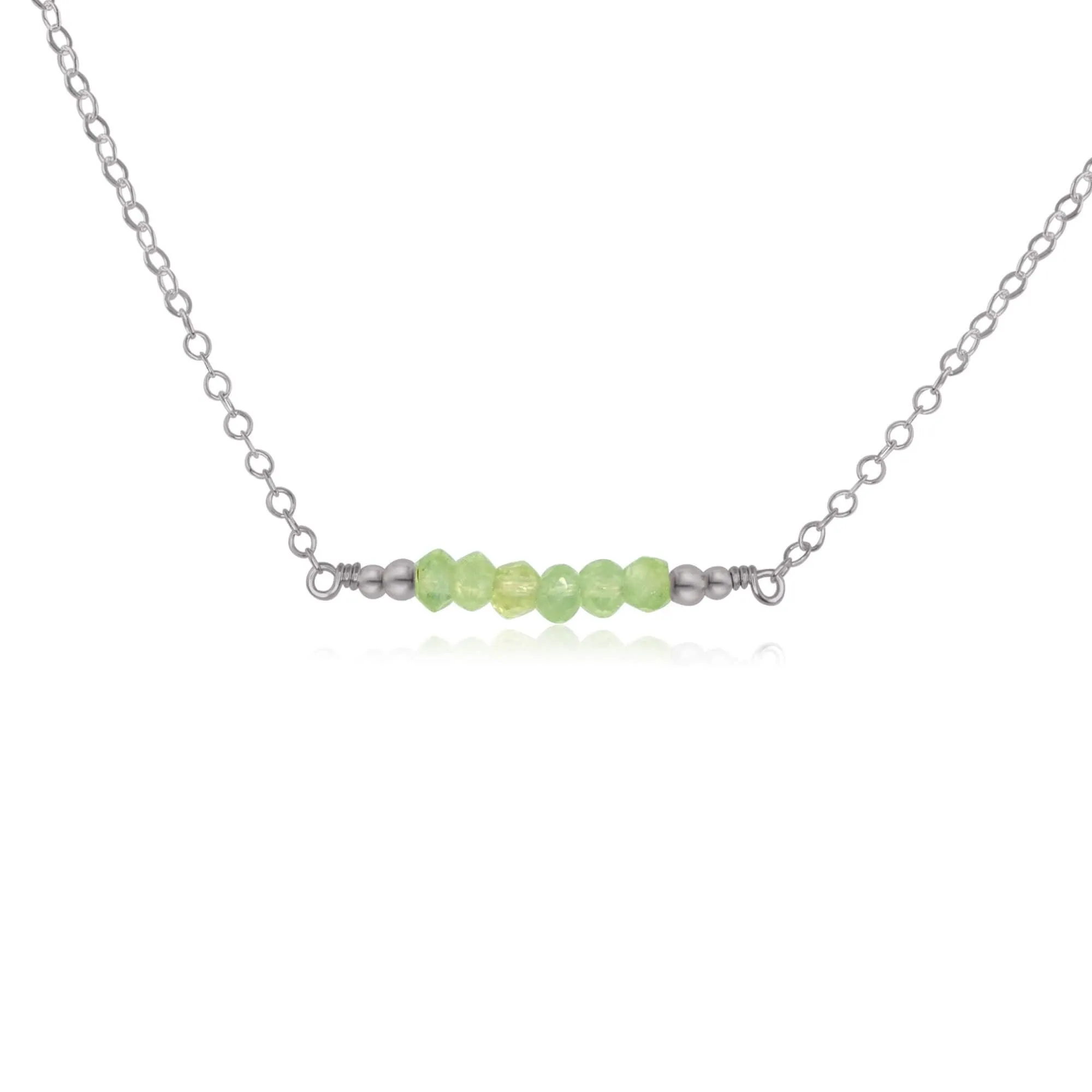 Sparkling Green Prehnite Faceted Bead Bar Necklace
