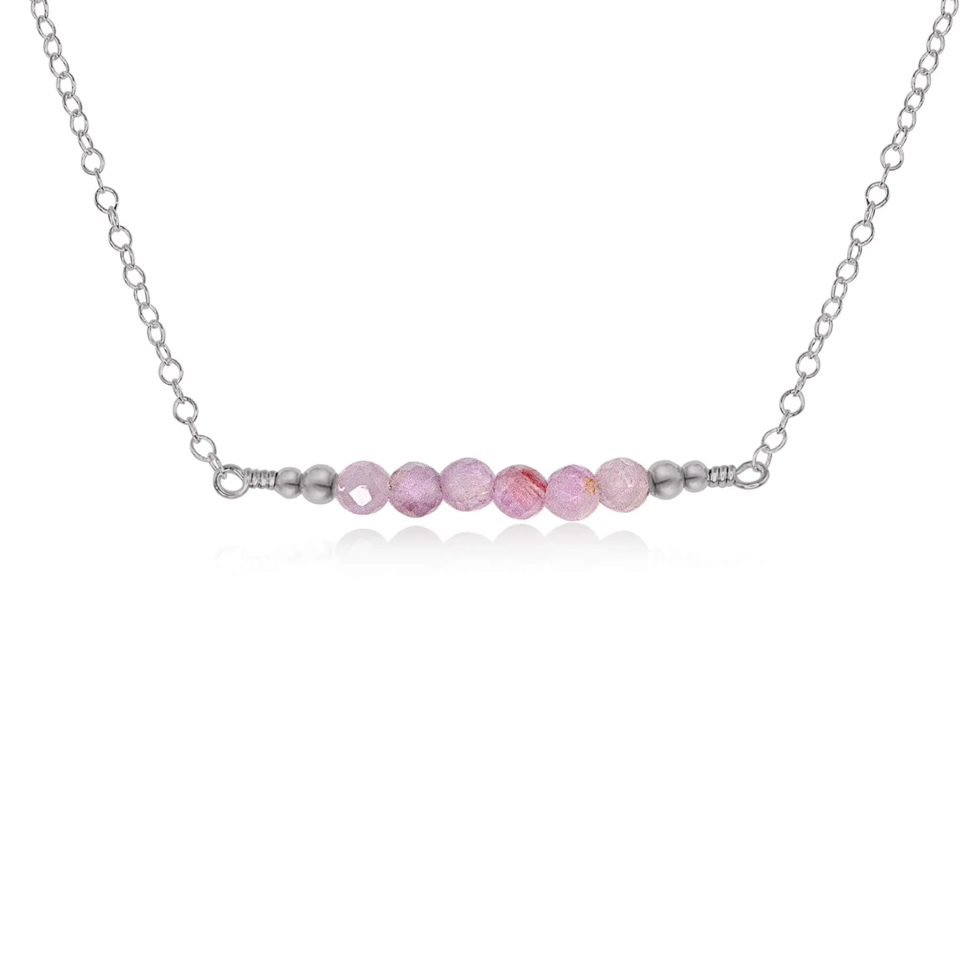 Sparkling Kunzite Faceted Bead Bar Necklace