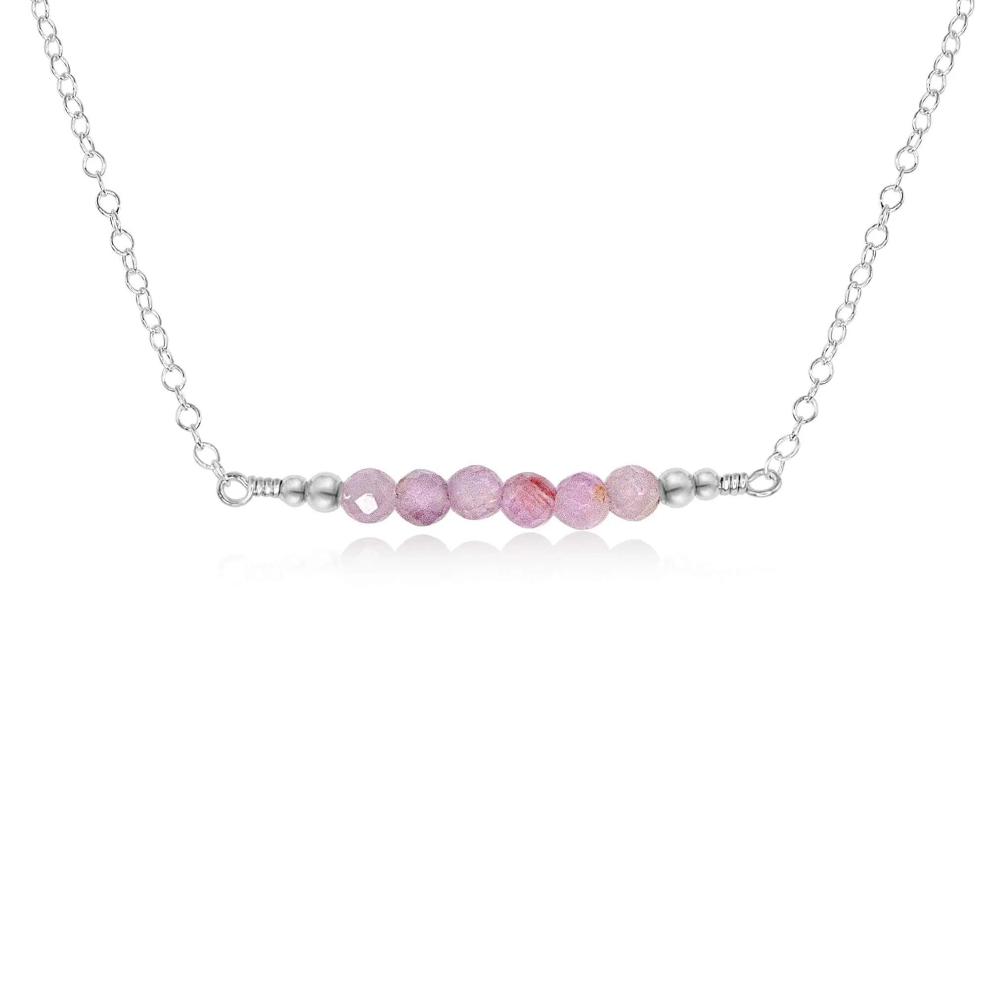 Sparkling Kunzite Faceted Bead Bar Necklace