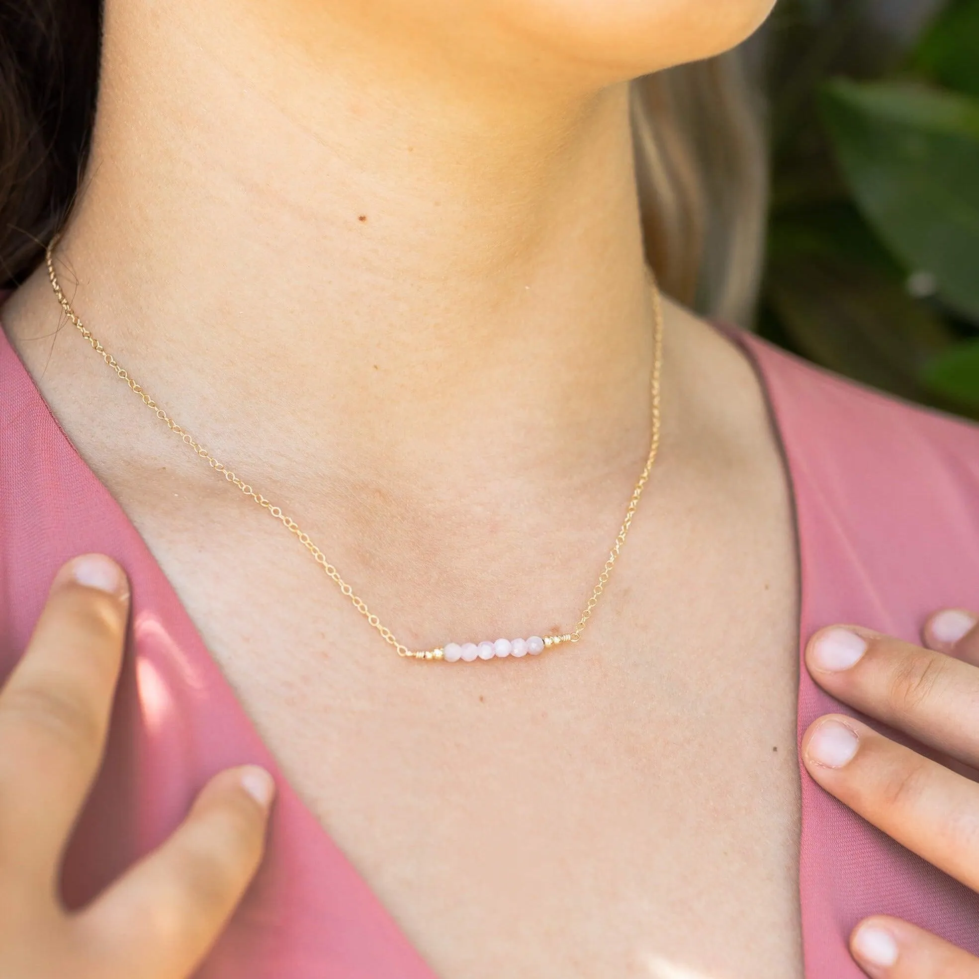 Sparkling Kunzite Faceted Bead Bar Necklace