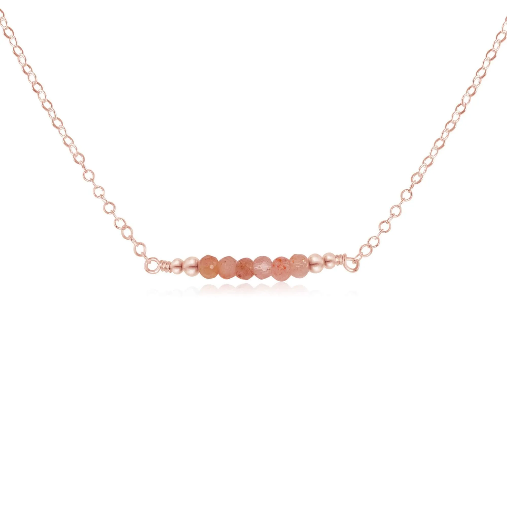 Sparkling Orange Sunstone Faceted Bead Bar Necklace