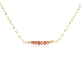 Sparkling Orange Sunstone Faceted Bead Bar Necklace