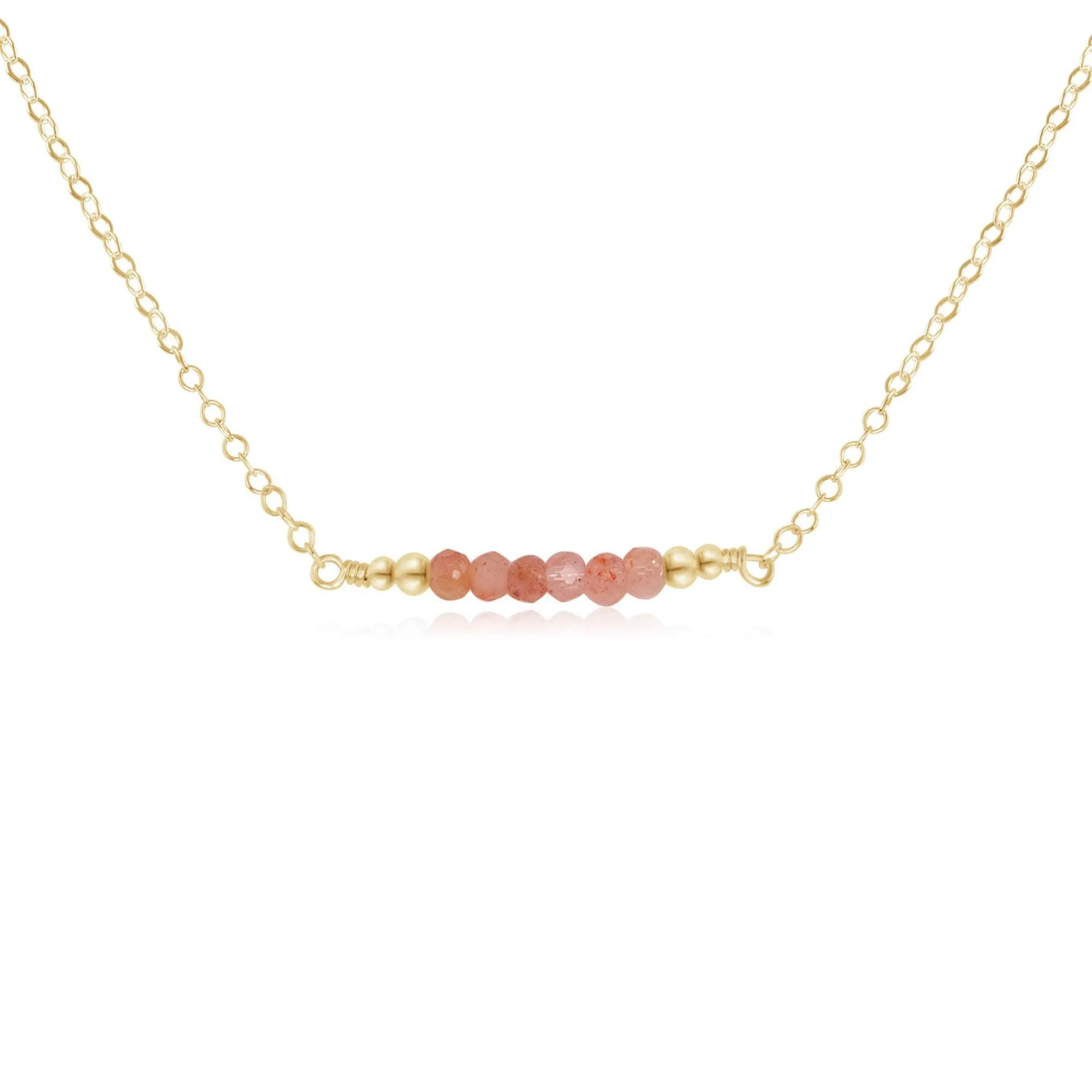 Sparkling Orange Sunstone Faceted Bead Bar Necklace