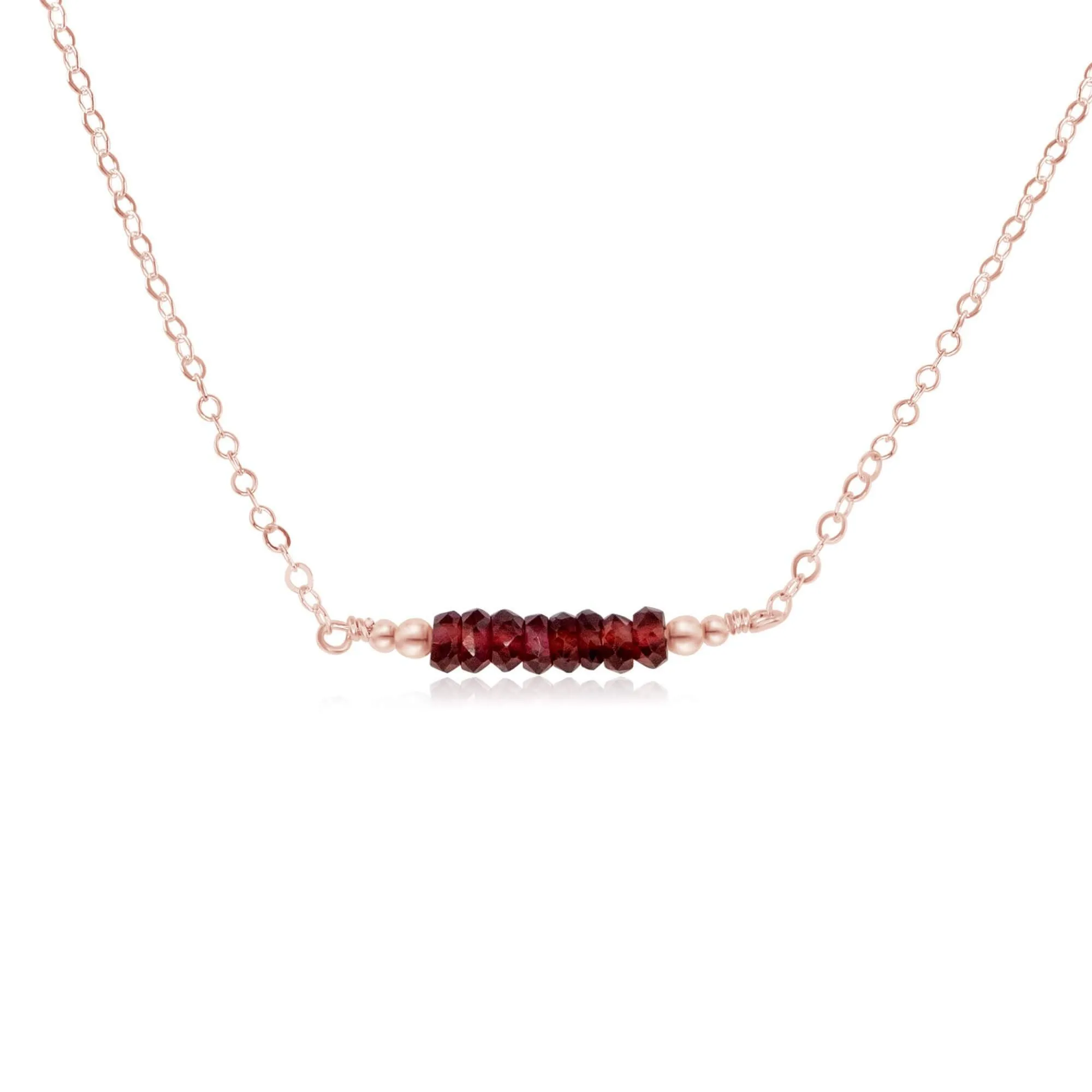 Sparkling Red Garnet Faceted Bead Bar Necklace