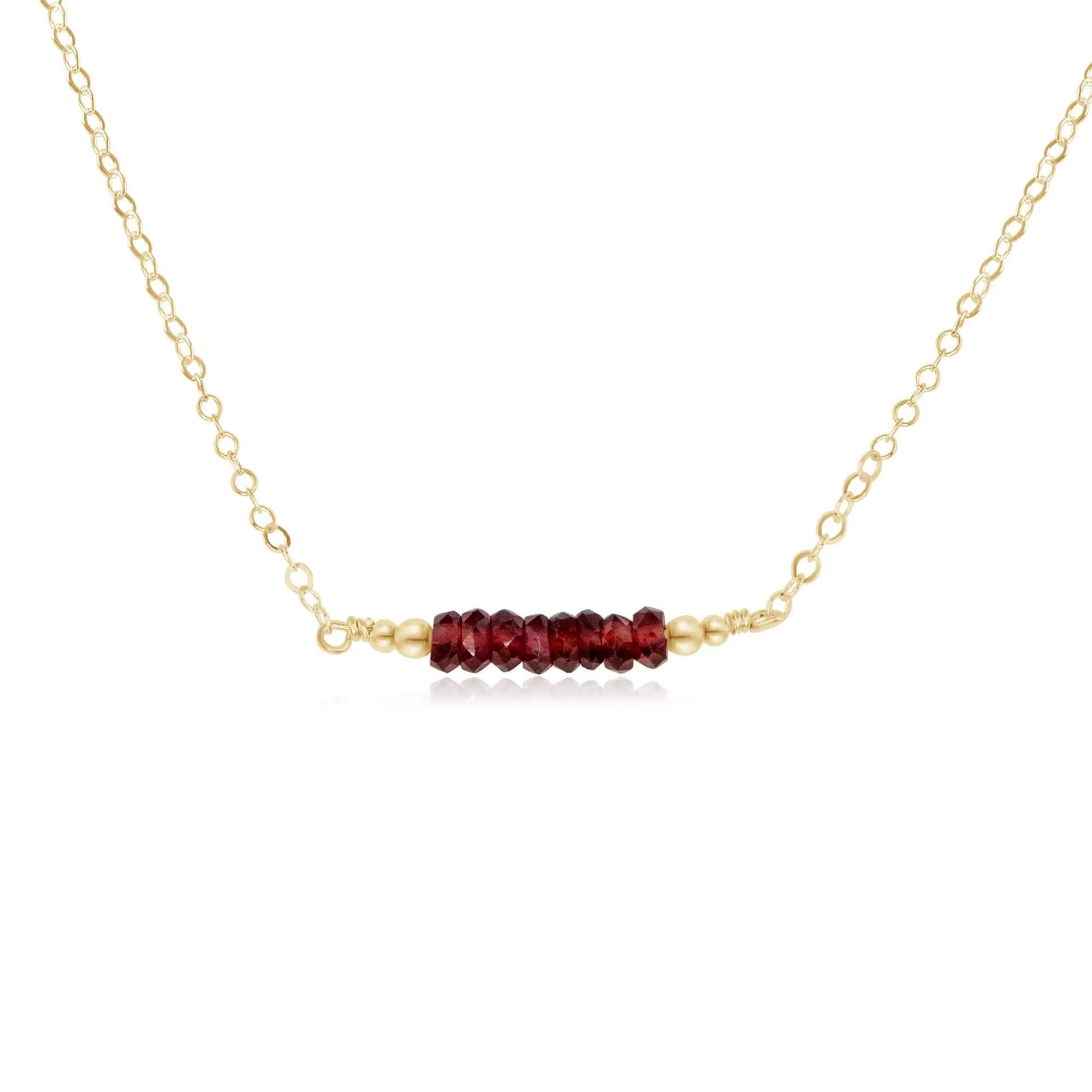 Sparkling Red Garnet Faceted Bead Bar Necklace