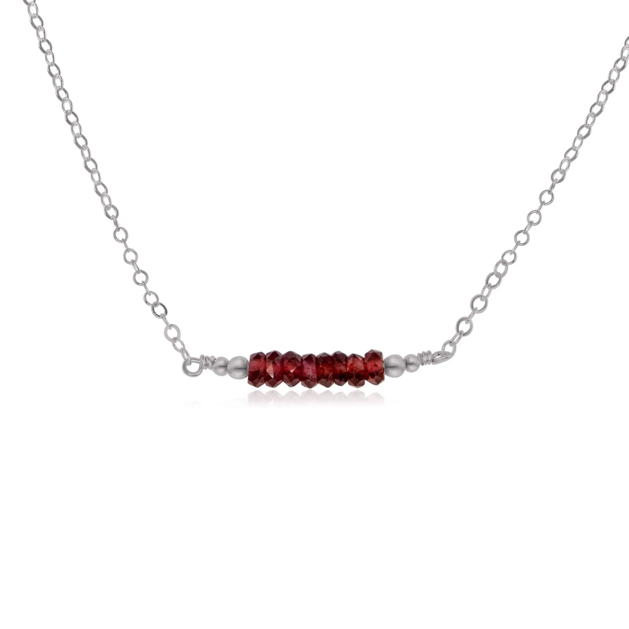 Sparkling Red Garnet Faceted Bead Bar Necklace