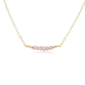 Sparkling White Freshwater Pearl Tiny Bead Bar Necklace