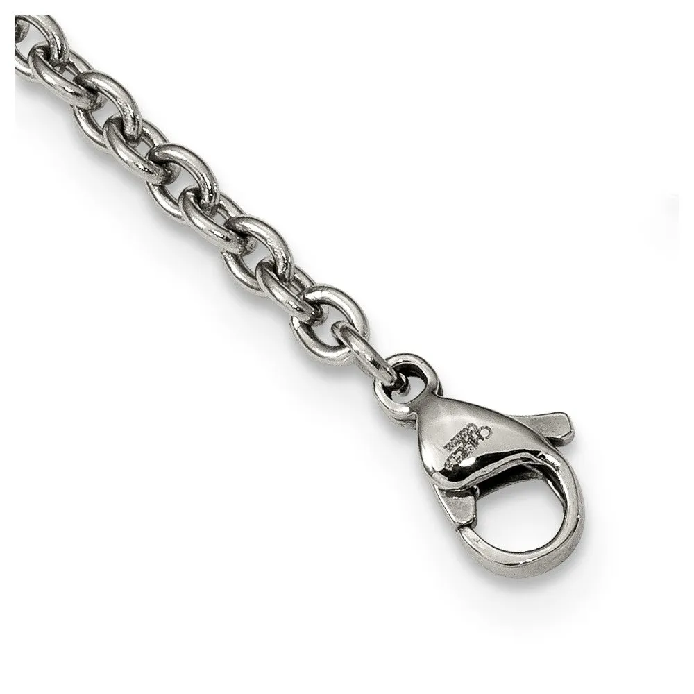 Stainless Steel Polished Flowers 32in. Necklace