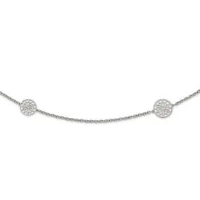 Stainless Steel Polished Flowers 32in. Necklace