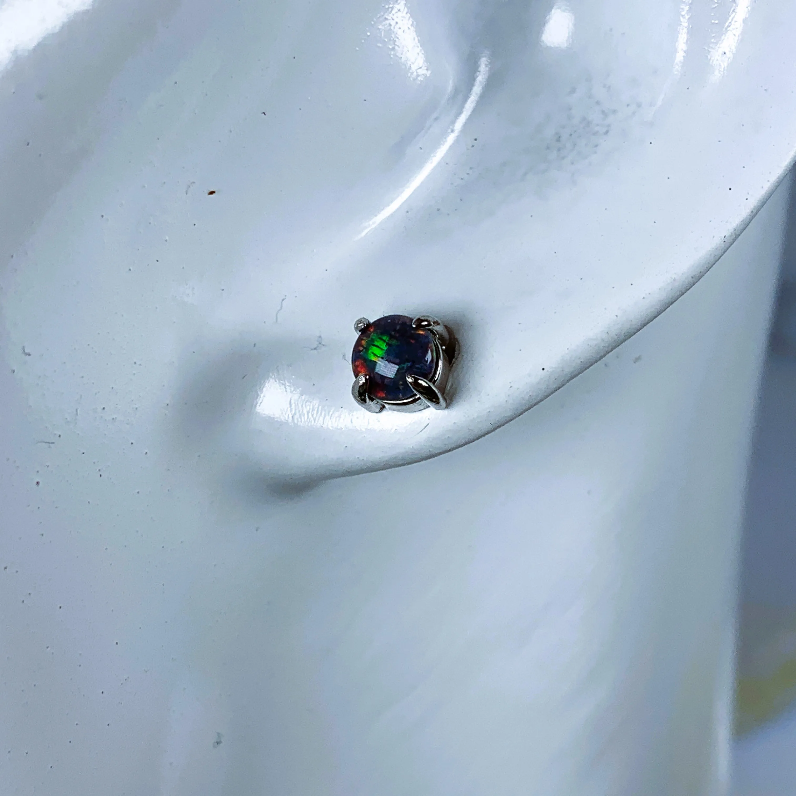Sterling silver 5mm round Opal triplet claw studs