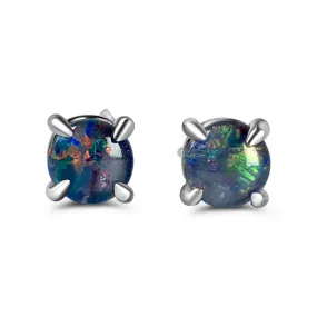 Sterling silver 5mm round Opal triplet claw studs