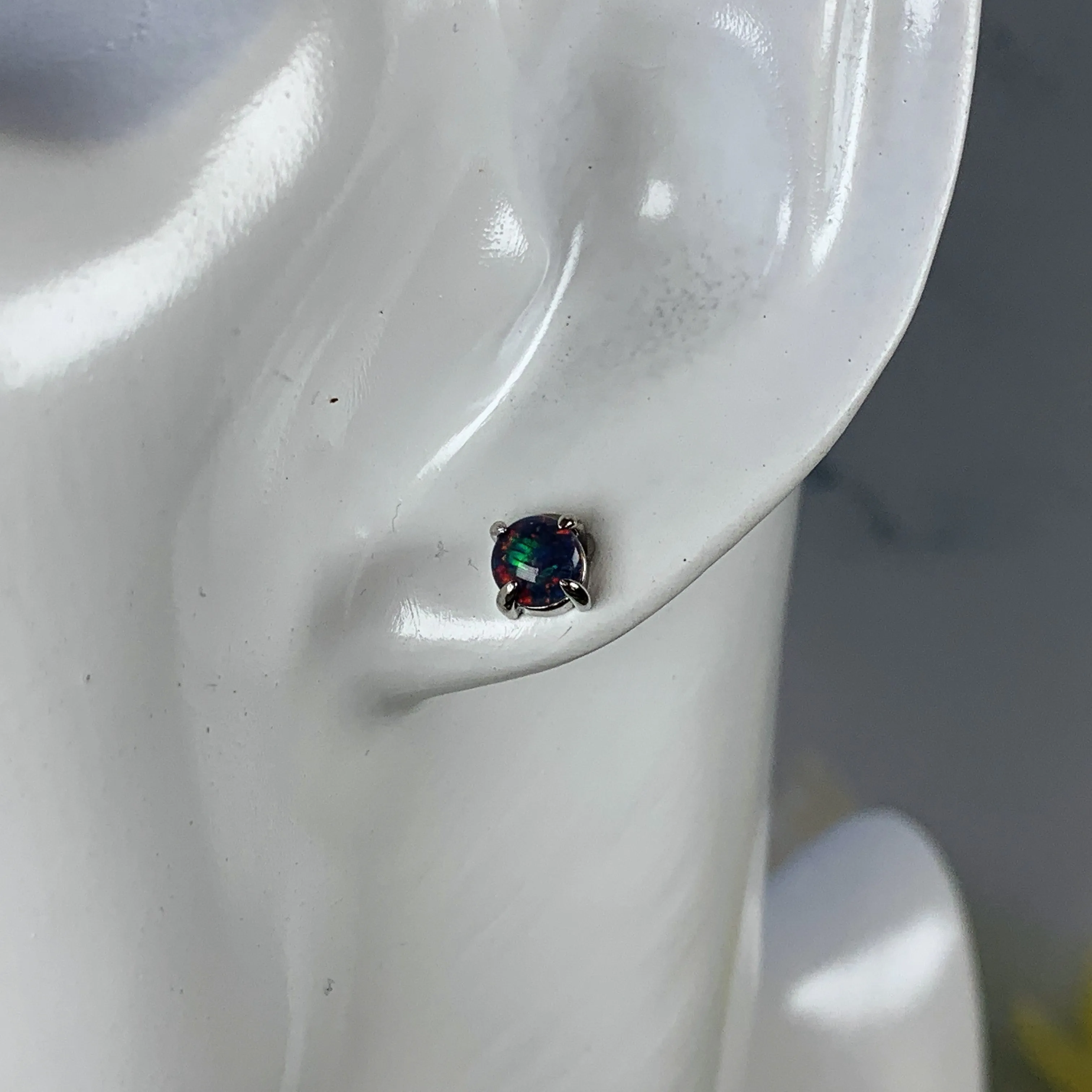 Sterling silver 5mm round Opal triplet claw studs