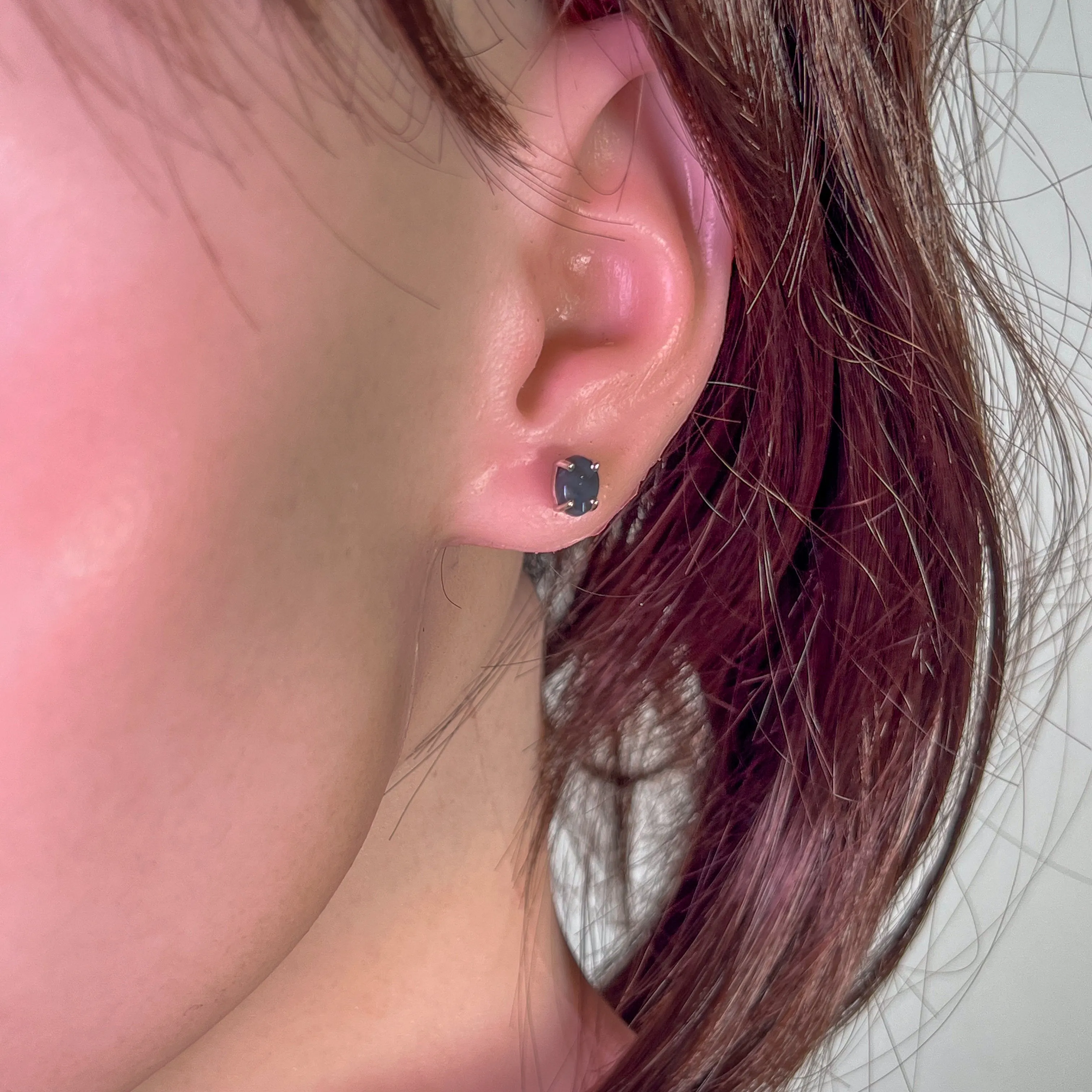 Sterling Silver Black Opal 7x5mm studs