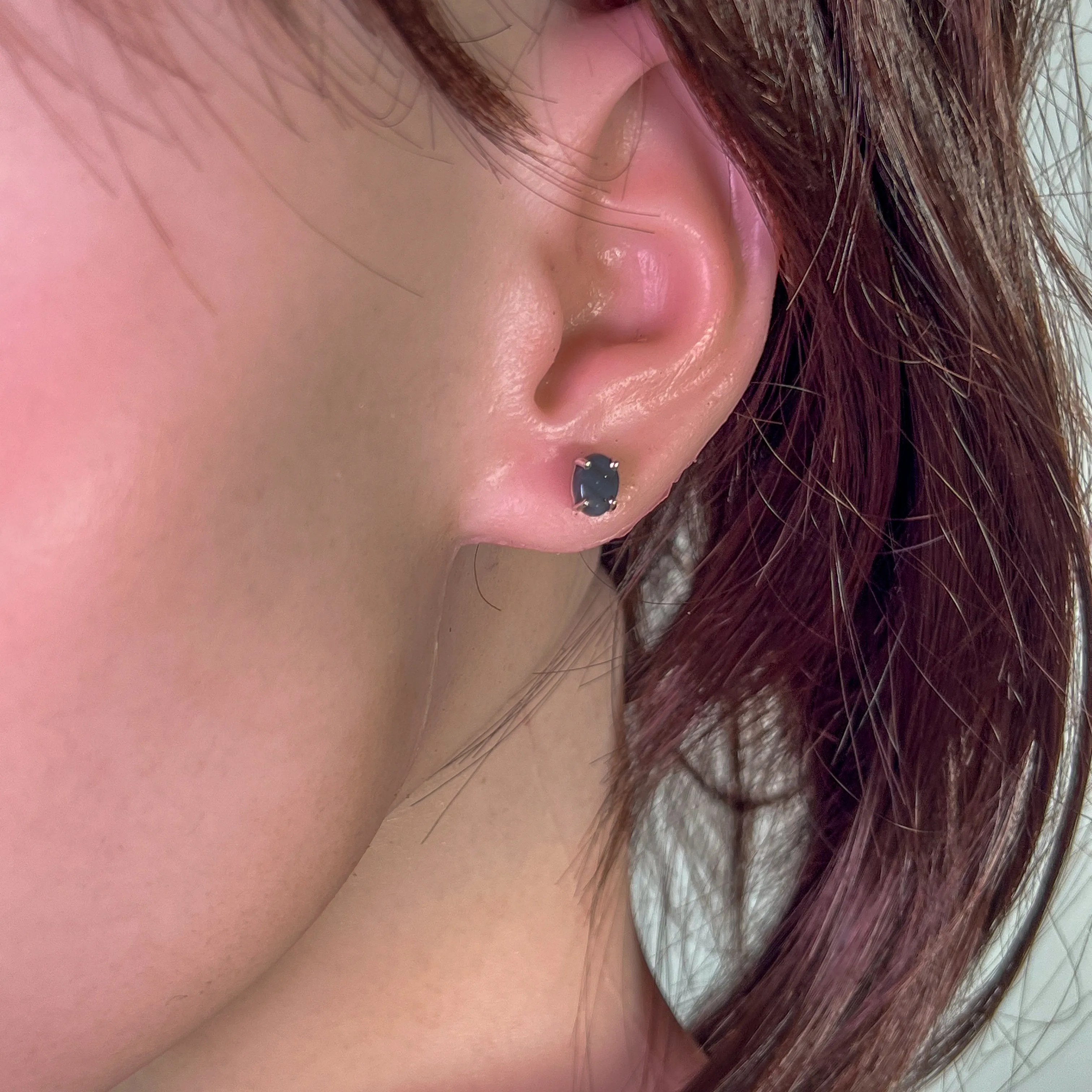 Sterling Silver Black Opal 7x5mm studs